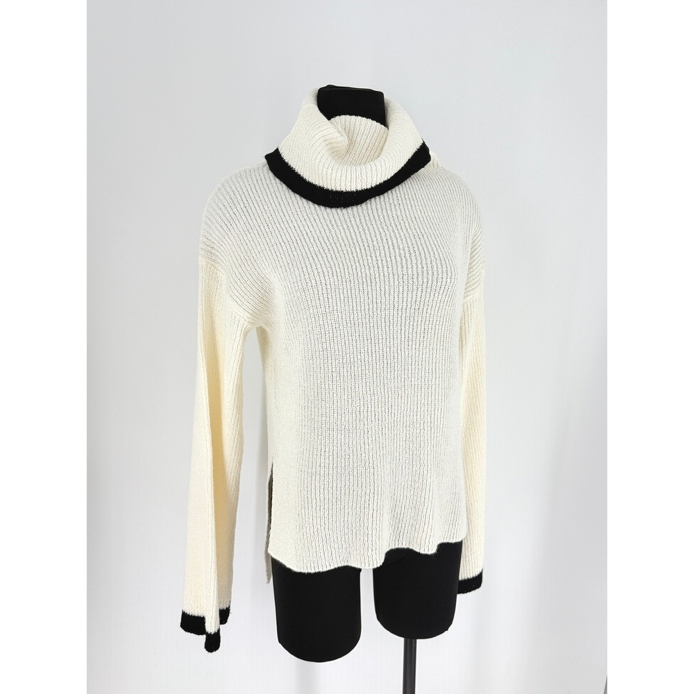 Lush Women Minimalist Cowl Neck Ribbed Knit Sweater Size S Office Professional